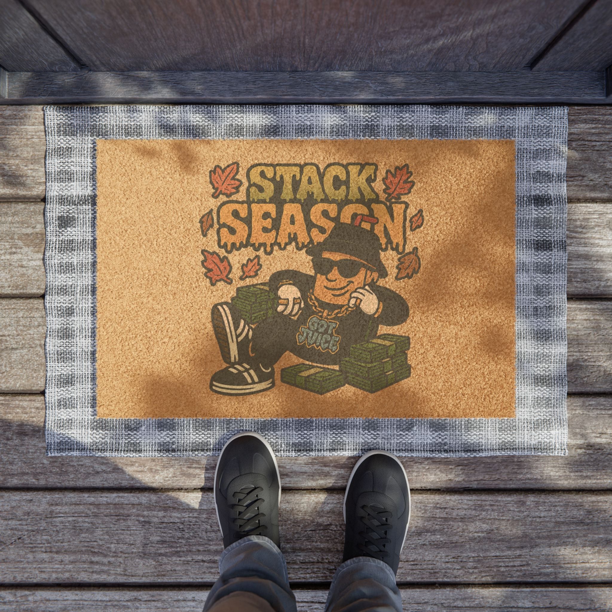 'Stack Season' Welcome mat