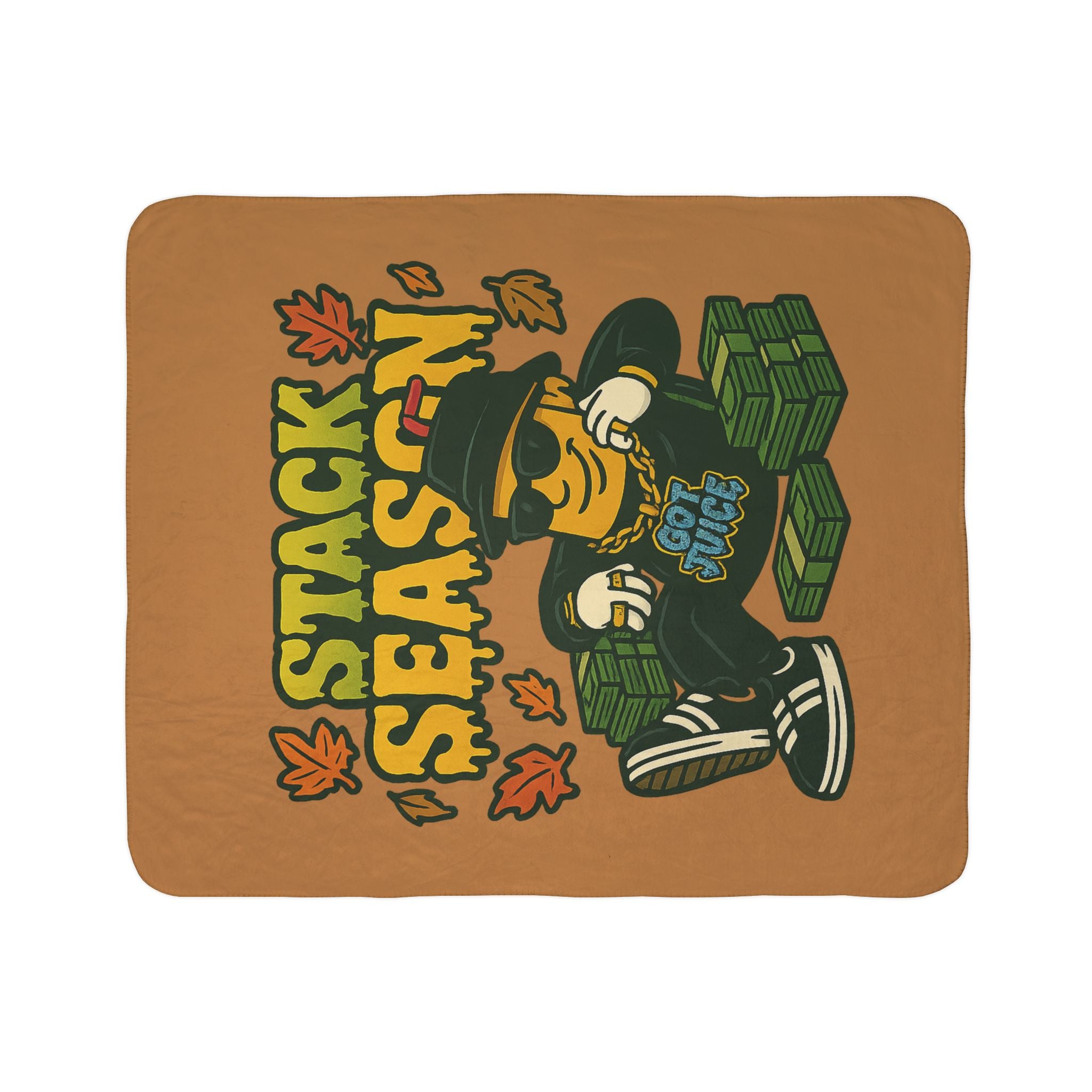 Stack Season Sherpa Blanket - 'Got Juice' Money Cartoon Fall Throw