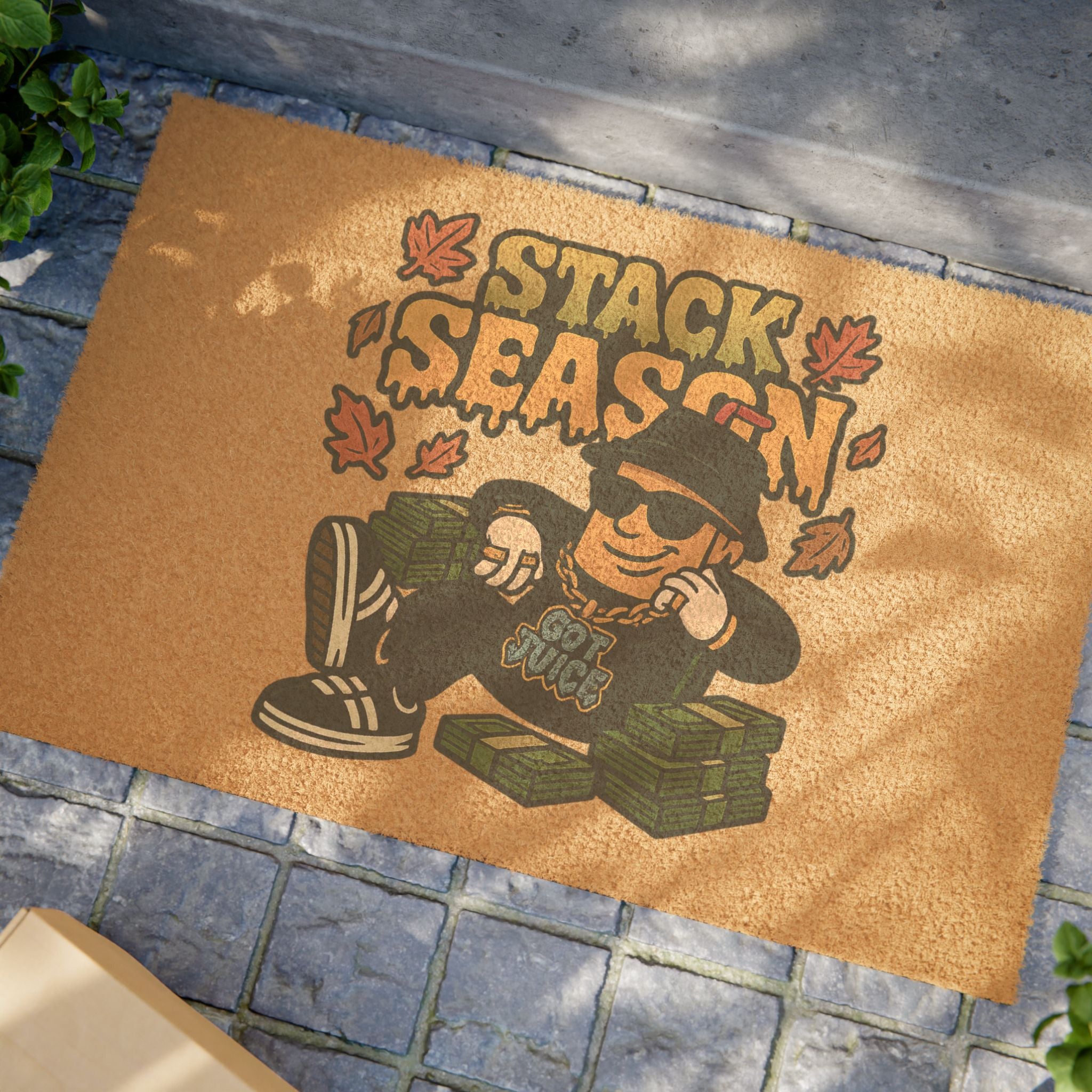 'Stack Season' Welcome mat