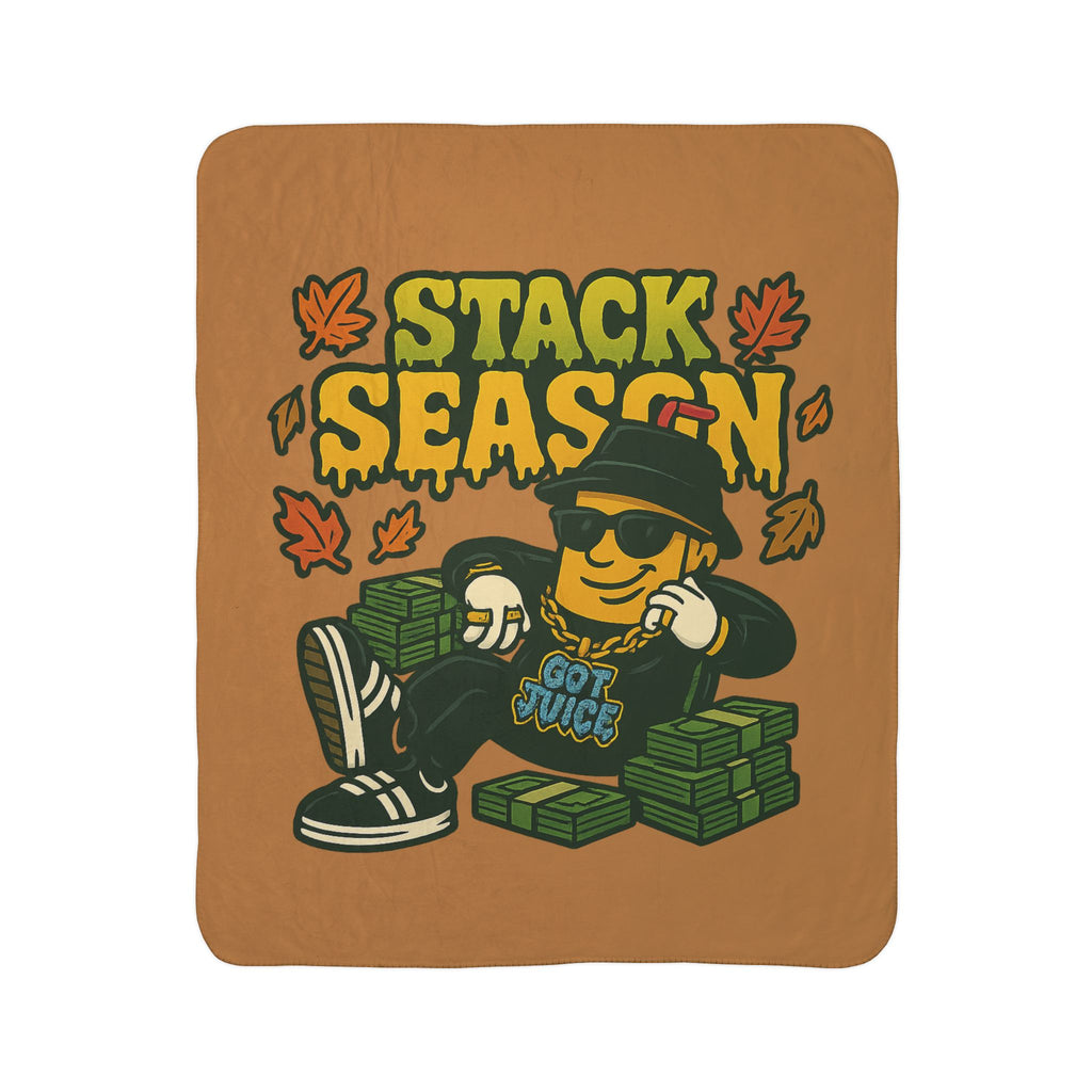 Stack Season Sherpa Blanket - 'Got Juice' Money Cartoon Fall Throw